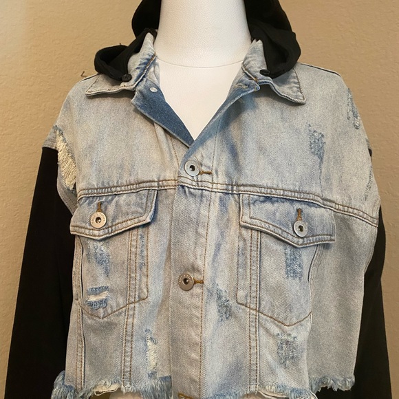 Dance & Marvel Jackets & Coats Dance Marvel Distressed Light Blue